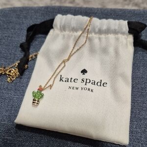 Kate Spade Cactus Pendant Necklace with Green and Gold